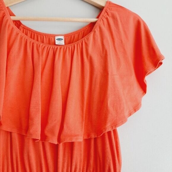 OLD NAVY Ruffle-Trim Swim Off-Shoulder Romper Pink Sz S Flawed - Picture 7 of 16